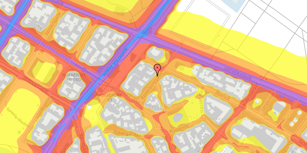 Trafikstøjkort på Rosenborggade 7, st. 3, 1130 København K