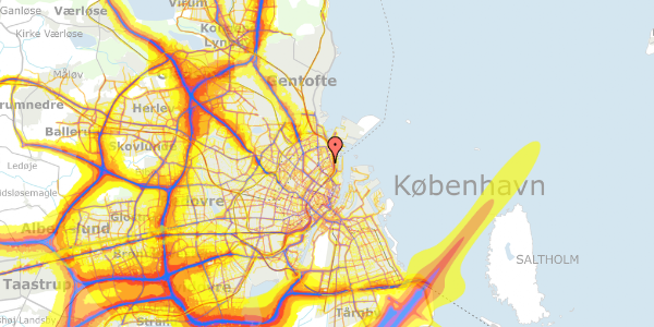 Trafikstøjkort på Rosenvængets Allé 42B, st. 6, 2100 København Ø