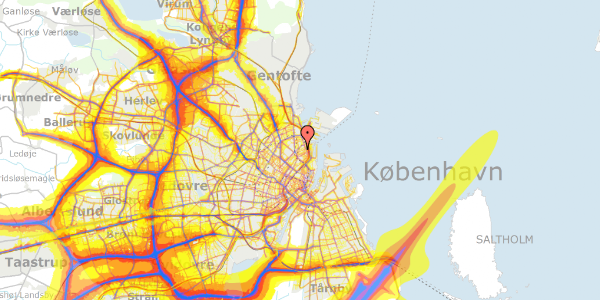 Trafikstøjkort på Rosenvængets Hovedvej 21A, 2100 København Ø