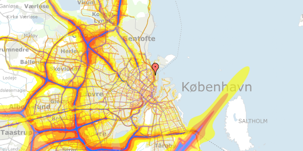 Trafikstøjkort på Rosenvængets Hovedvej 34, 2. tv, 2100 København Ø