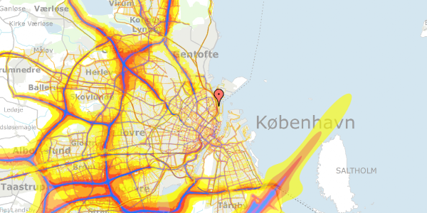 Trafikstøjkort på Rosenvængets Hovedvej 36, 2. tv, 2100 København Ø