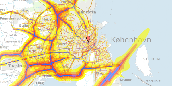 Trafikstøjkort på Rosenørns Allé 10D, 1. th, 1634 København V