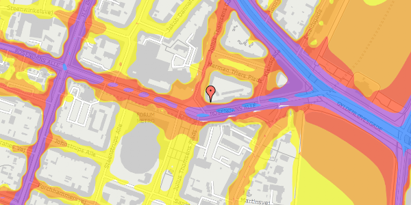 Trafikstøjkort på Rosenørns Allé 18, kl. th, 1634 København V