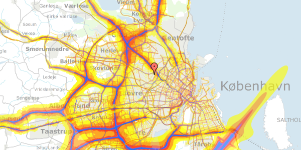 Trafikstøjkort på Rostgaardsvej 20, 2700 Brønshøj