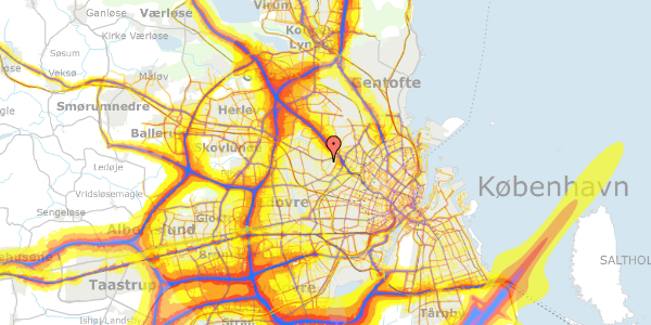 Trafikstøjkort på Rostgaardsvej 28, 2700 Brønshøj