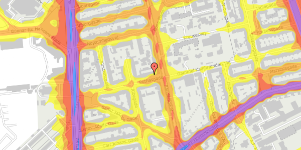 Trafikstøjkort på Rothesgade 19, 1. tv, 2100 København Ø