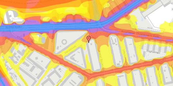 Trafikstøjkort på Rubinsteinsvej 1, 2. th, 2450 København SV