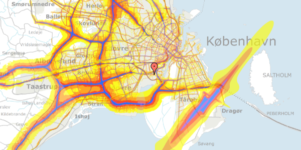 Trafikstøjkort på Rubinsteinsvej 9, 3. , 2450 København SV