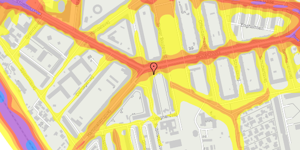 Trafikstøjkort på Rubinsteinsvej 23, 3. tv, 2450 København SV