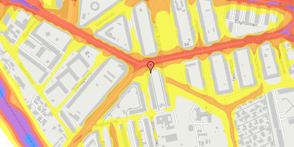 Trafikstøjkort på Rubinsteinsvej 25, 3. th, 2450 København SV