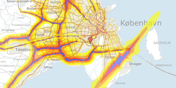 Trafikstøjkort på Rubinsteinsvej 34, 3. tv, 2450 København SV