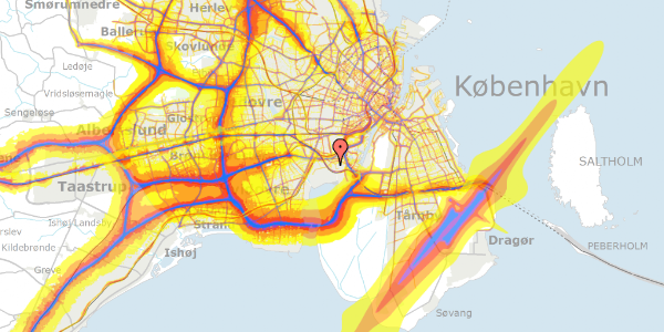 Trafikstøjkort på Rubinsteinsvej 42, 3. th, 2450 København SV