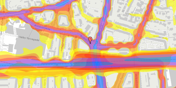 Trafikstøjkort på Rughavevej 1, 1. th, 2500 Valby