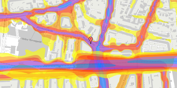 Trafikstøjkort på Rughavevej 3, st. th, 2500 Valby