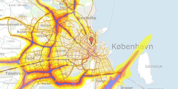 Trafikstøjkort på Ryesgade 32B, 2200 København N