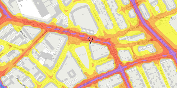 Trafikstøjkort på Rødegård 5, 4. tv, 2300 København S