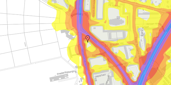 Trafikstøjkort på Rønningsvej 7, 2. th, 2400 København NV