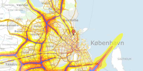 Trafikstøjkort på Samsøgade 4, 3. tv, 2100 København Ø