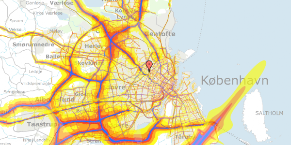 Trafikstøjkort på Sangfuglestien 11, 1. th, 2400 København NV