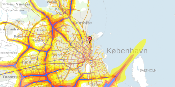 Trafikstøjkort på Sankt Jakobs Gade 7, kl. , 2100 København Ø