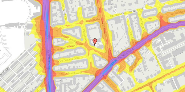 Trafikstøjkort på Sankt Jakobs Gade 11, 2. th, 2100 København Ø