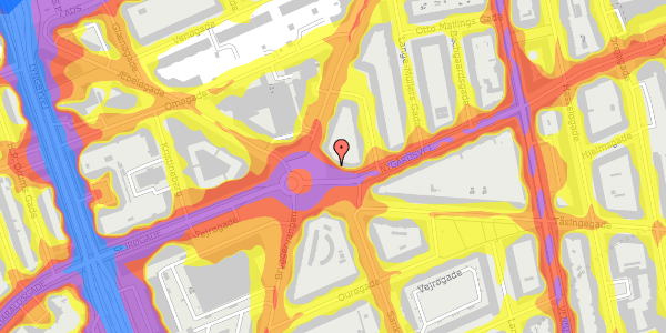 Trafikstøjkort på Sankt Kjelds Plads 8, 1. tv, 2100 København Ø