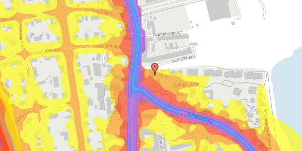 Trafikstøjkort på Scherfigsvej 1, st. , 2100 København Ø