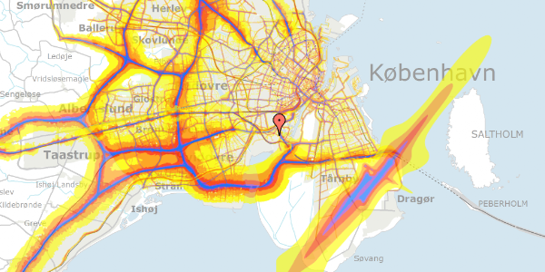 Trafikstøjkort på Schubertsvej 1, 2. th, 2450 København SV