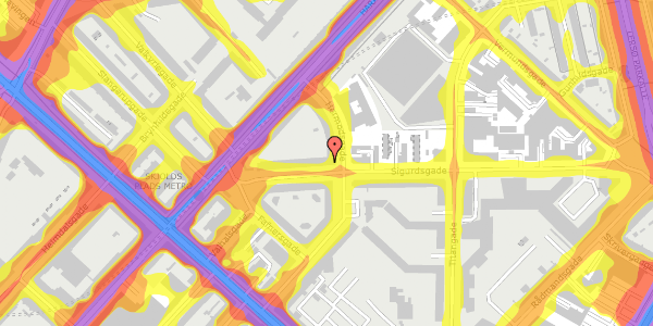 Trafikstøjkort på Sigurdsgade 15, 2. tv, 2200 København N