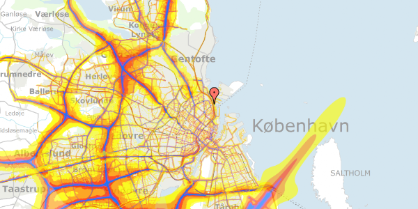 Trafikstøjkort på Silkeborggade 20, 1. th, 2100 København Ø