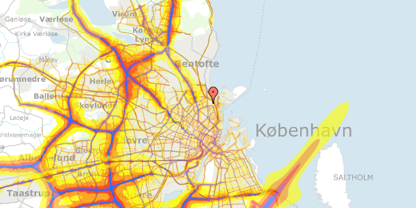 Trafikstøjkort på Sionsgade 6, 2. th, 2100 København Ø