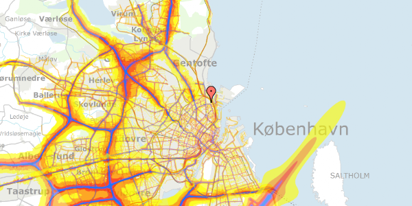 Trafikstøjkort på Sionsgade 8, 1. th, 2100 København Ø