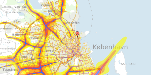 Trafikstøjkort på Sionsgade 8, 1. tv, 2100 København Ø