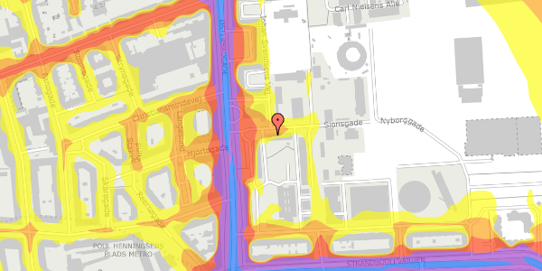 Trafikstøjkort på Sionsgade 12, 1. th, 2100 København Ø