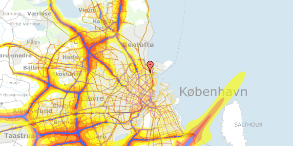 Trafikstøjkort på Sionsgade 18, 3. th, 2100 København Ø