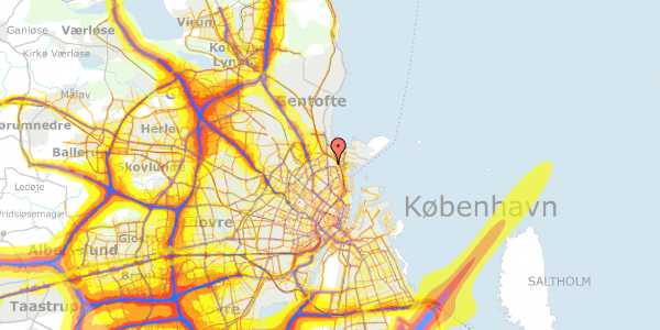 Trafikstøjkort på Sionsgade 22, 3. th, 2100 København Ø