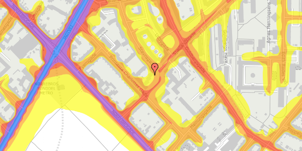 Trafikstøjkort på Sjællandsgade 13, 2. tv, 2200 København N