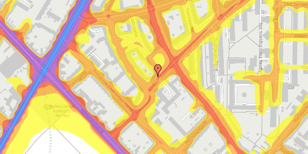 Trafikstøjkort på Sjællandsgade 15, 2200 København N