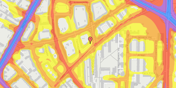 Trafikstøjkort på Sjællandsgade 29, 3. th, 2200 København N