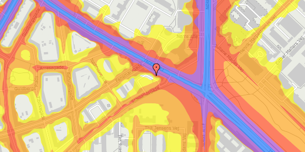 Trafikstøjkort på Sjællandsgade 65, st. th, 2200 København N