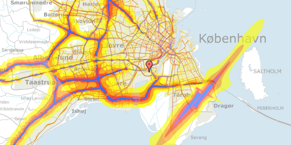 Trafikstøjkort på Sjælør Boulevard 5, 2. th, 2450 København SV