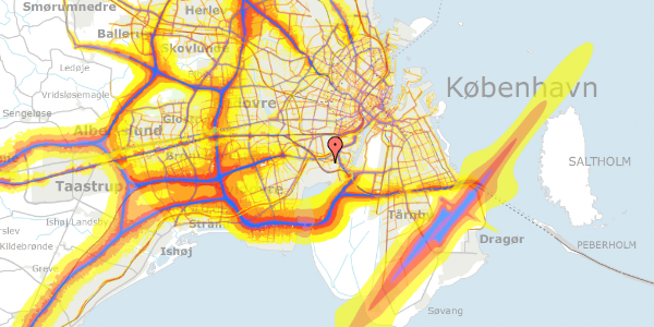 Trafikstøjkort på Sjælør Boulevard 12, 1. th, 2450 København SV