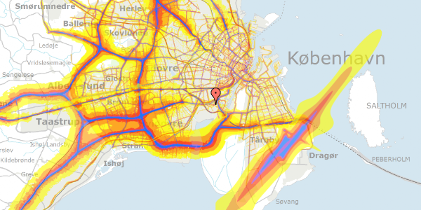 Trafikstøjkort på Sjælør Boulevard 34, 1. th, 2450 København SV