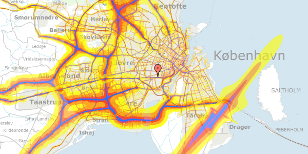 Trafikstøjkort på Skovbogårds Allé 14, 2500 Valby