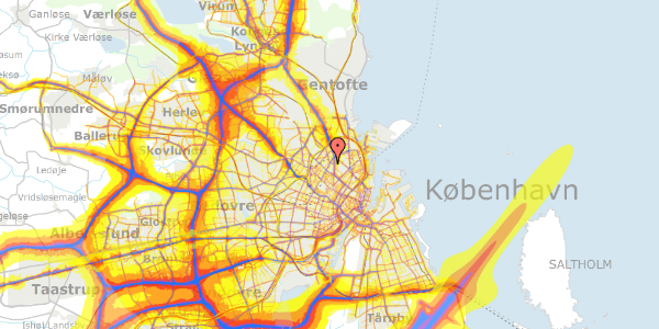 Trafikstøjkort på Skrivergangen 2, 2. th, 2200 København N