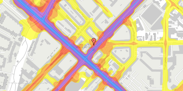 Trafikstøjkort på Slangerupgade 1A, 4. th, 2200 København N