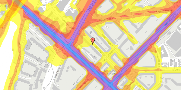 Trafikstøjkort på Slangerupgade 19, 3. th, 2200 København N