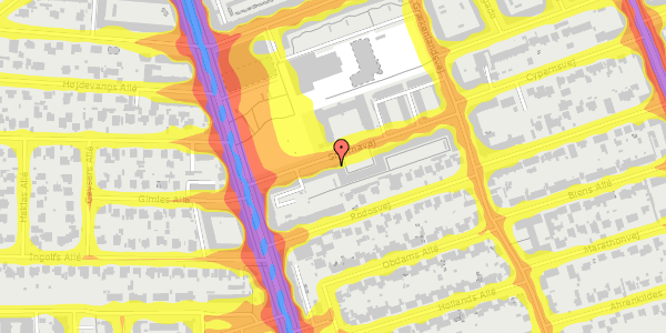 Trafikstøjkort på Smyrnavej 12, 1. th, 2300 København S