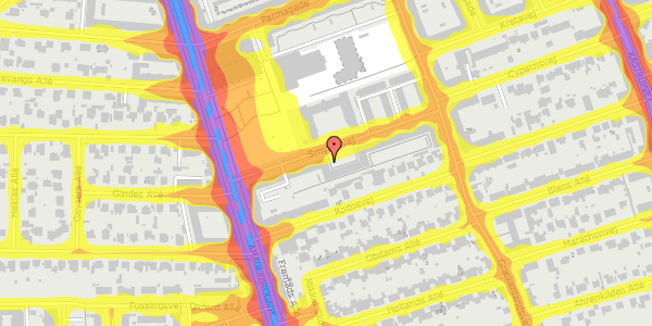 Trafikstøjkort på Smyrnavej 14, 2. th, 2300 København S