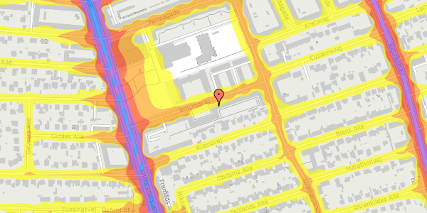 Trafikstøjkort på Smyrnavej 24, 1. tv, 2300 København S